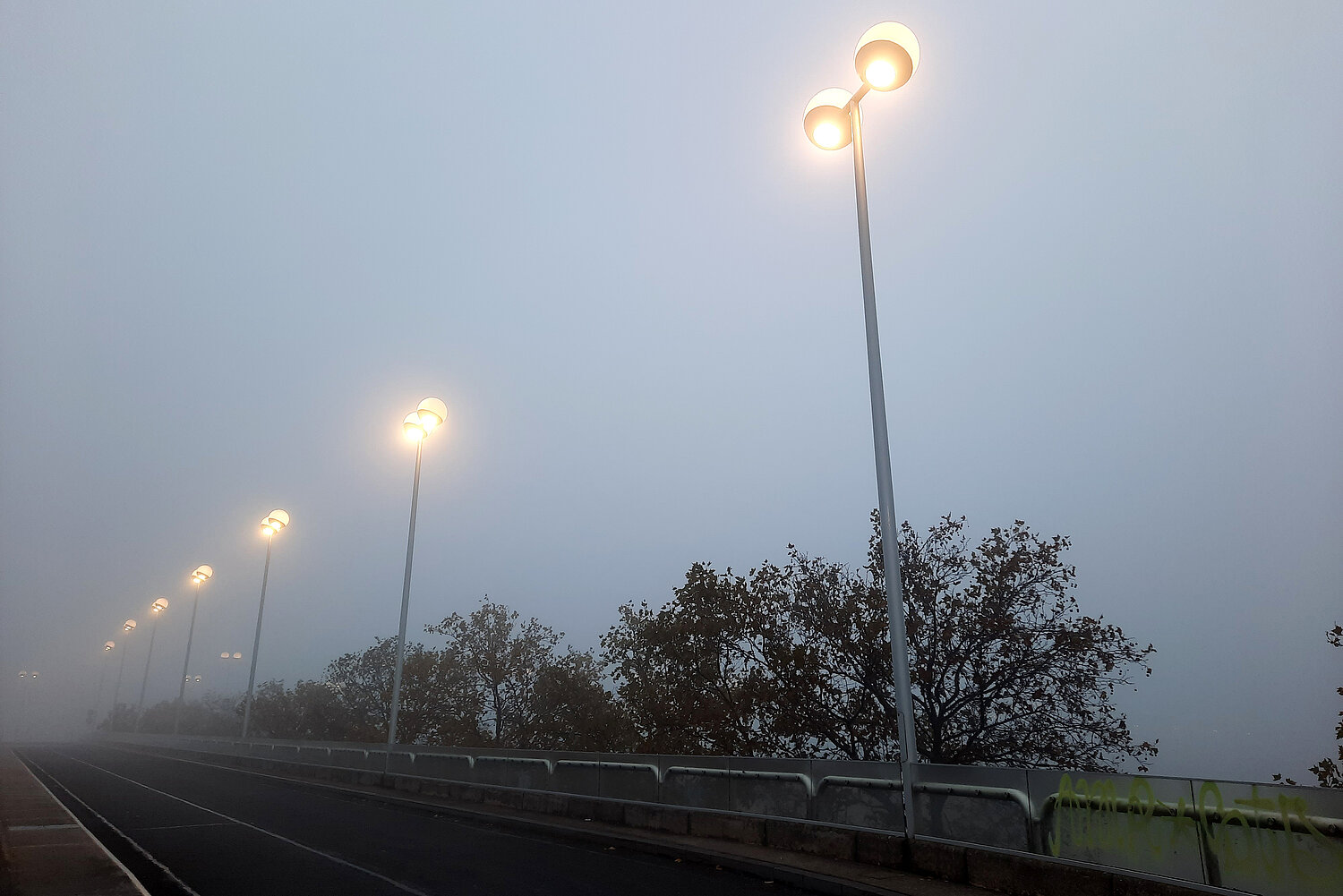 Straßenlichter im Nebel