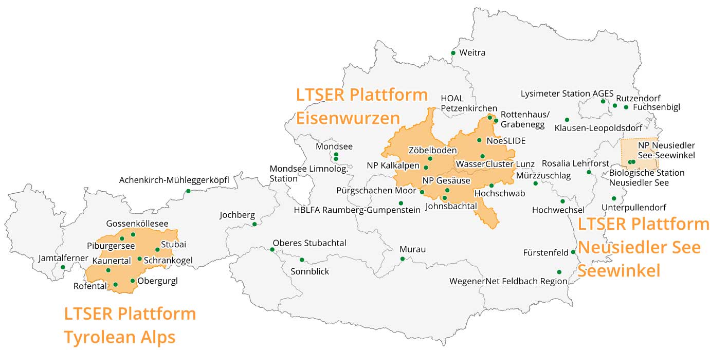 Karte Standorte LTER Austria